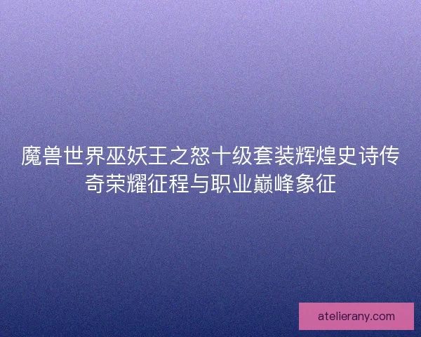 魔兽世界巫妖王之怒十级套装辉煌史诗传奇荣耀征程与职业巅峰象征
